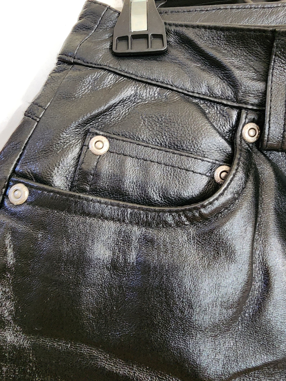 Newport News Jeanology Vintage Y2K Leather Pants Black 2P E6278 - Picture 10 of 13